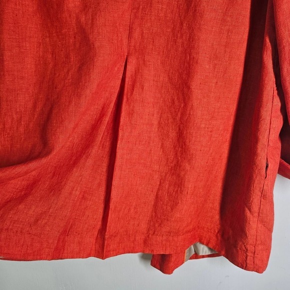 Coldwater‎ Creek Linen Wing Collar Jacket 16 Orange Open Front Lagenlook - Picture 8 of 10